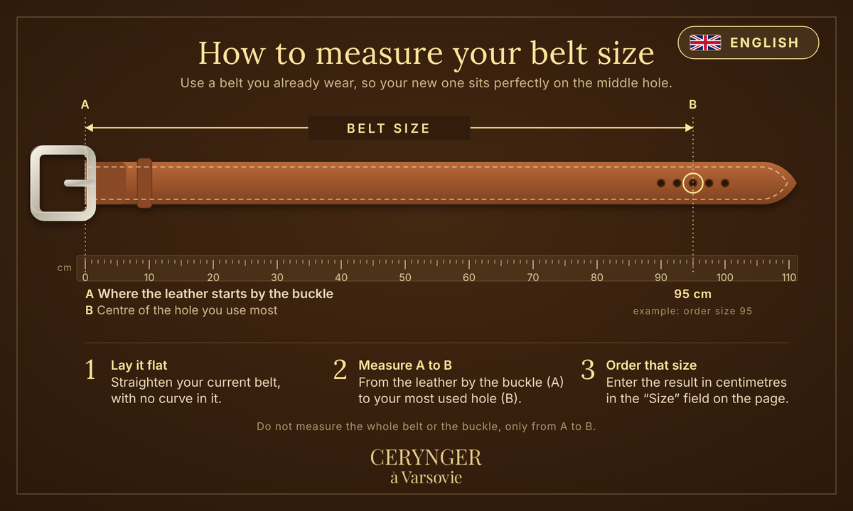 Vegetable-tanned leather belt with 40 mm buckle